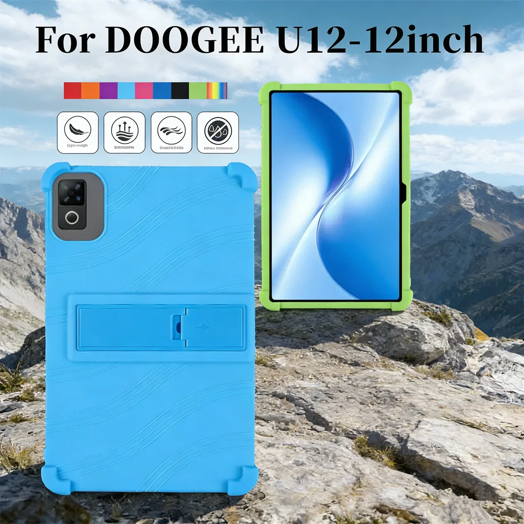 

12 Inch Case for Doogee U12/U12 Pro Soft Silicone Kids Friendly Cover with Adjustable Stand & 4 Corner Shockproof Protection