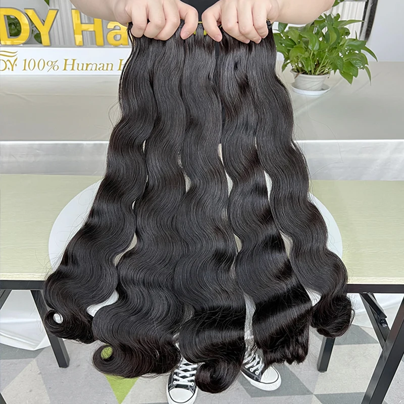 Super Double Drawn Body Wave Bundles, Cabelo humano, Cabelo Natural Virgem, Weave Bundles, Encaracolado, 15A, 1 Pc, 2 Pcs, 3 Pcs, 4 Pcs