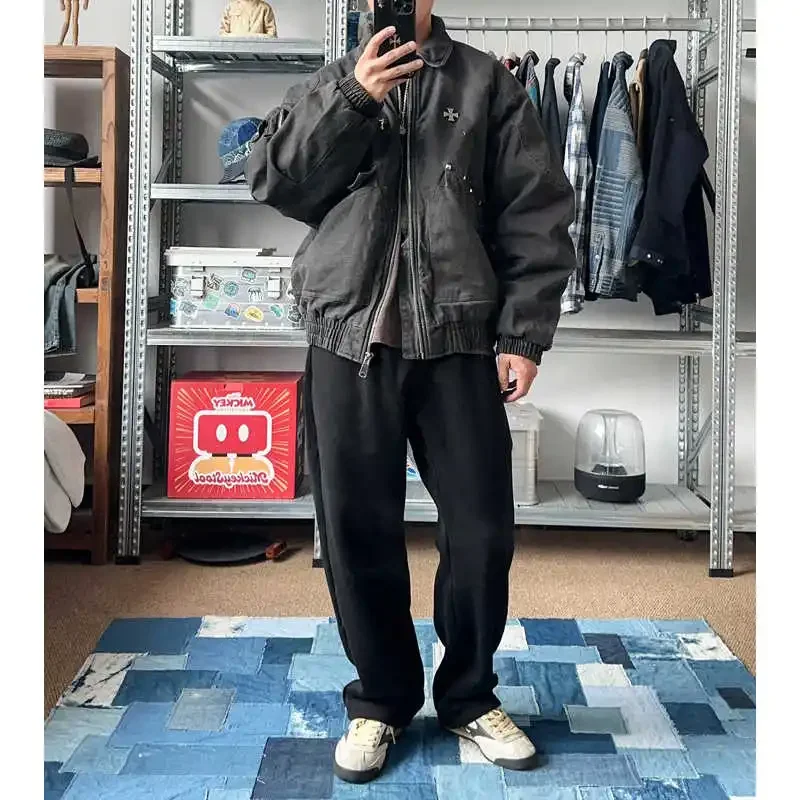 New Velvet Insulation with Drawstring Elastic Waistband Design Autumn and Winter Sweatpants for Men Women