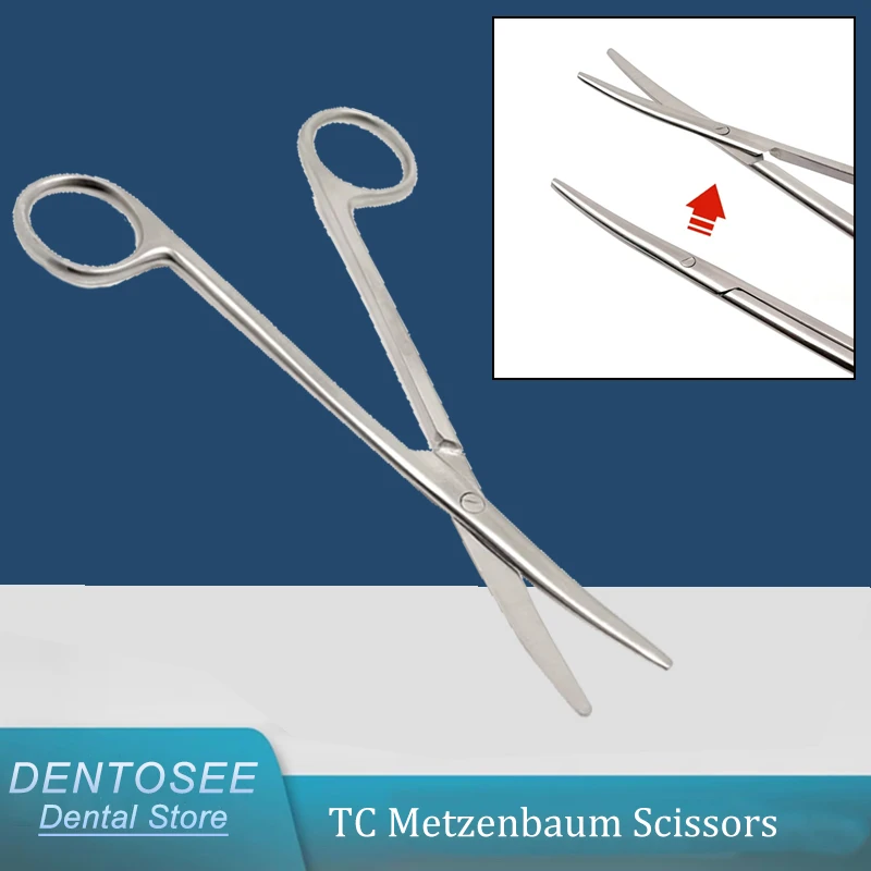 

Высококачественные ножницы TC Metzenbaum 14 см, изогнутые стоматологические тупые кончики для точной резки тканей, хирургический инструмент