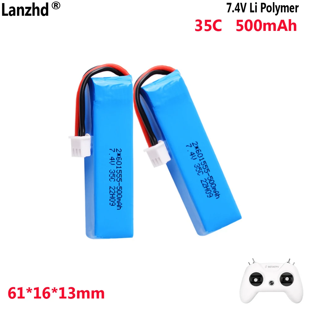500mAh 2S1P 7.4V lithium battery 35C For BETAFPV LiteRadio 2 SE handle remote control Drone cell 61*16*13mm