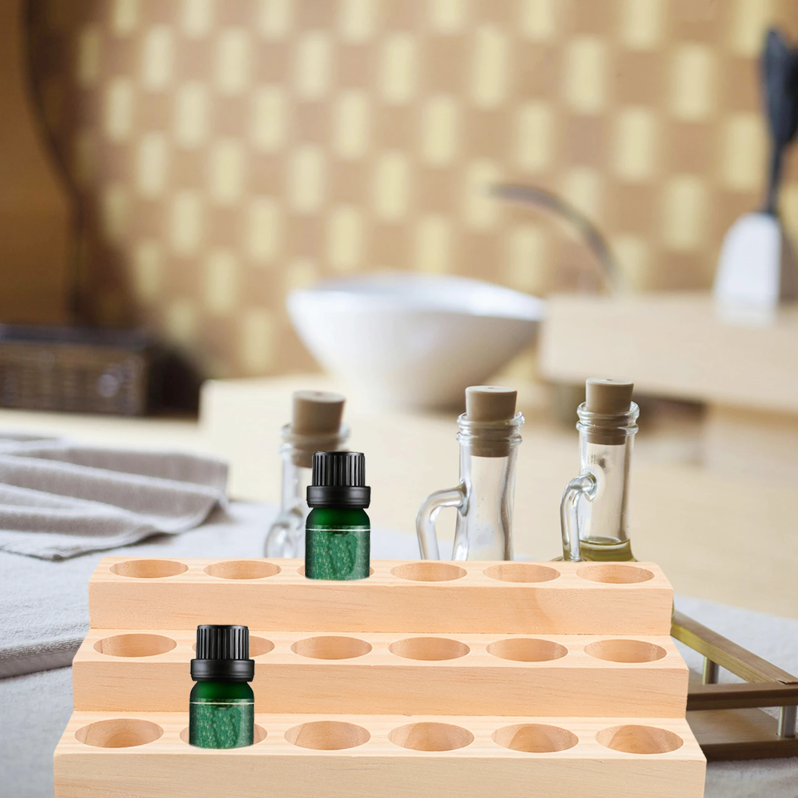 

1Pcs Wooden Essential Oil Organizer 3 Layer Rack for Home Use Store and Display Oils Safely Compact Bottle Storage Shelf Tool