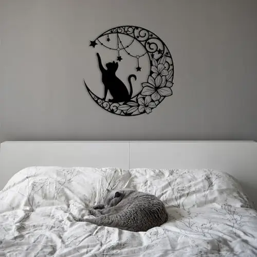 

1pc Wall Decoration Metal Crafts Pendant Black Cat Metal Art Home Decor Outdoor Courtyard Indoor Applicable Decoration Metal