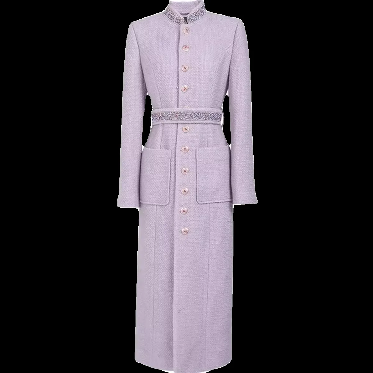 

autumn and winter new elegant bright silk belt purple tweed coat wool coat