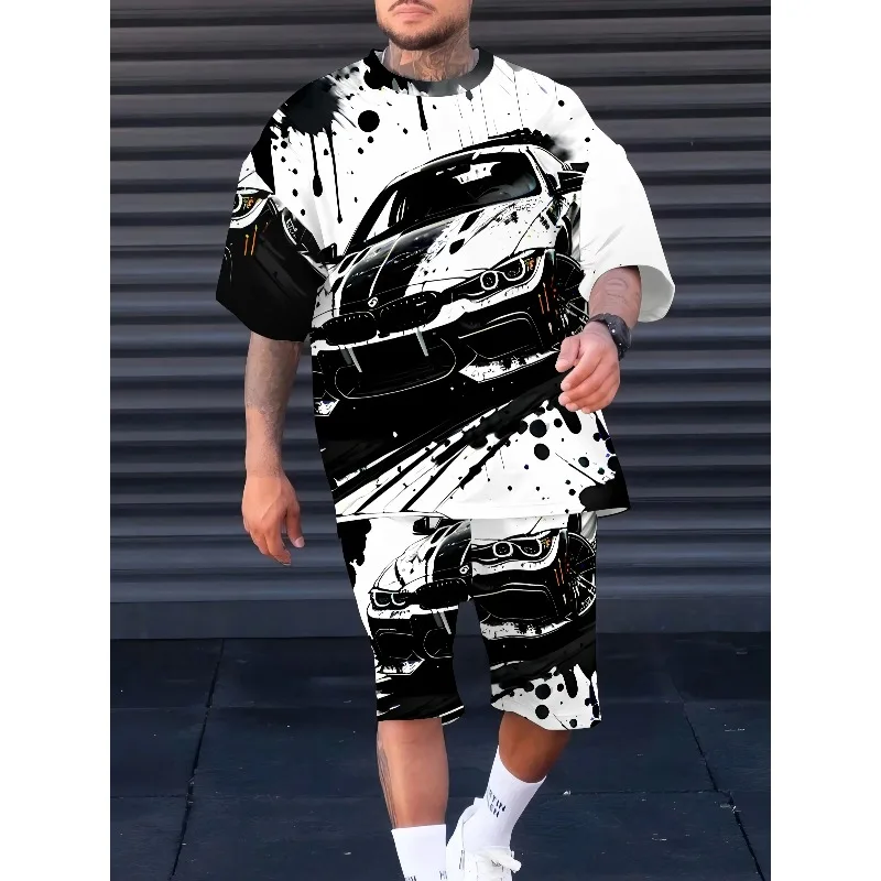 

Hot Selling New 3D Digital Printing for Summer 2025 Daily Leisure Sports for Men Casual Polyester Fiber Minimalist Style