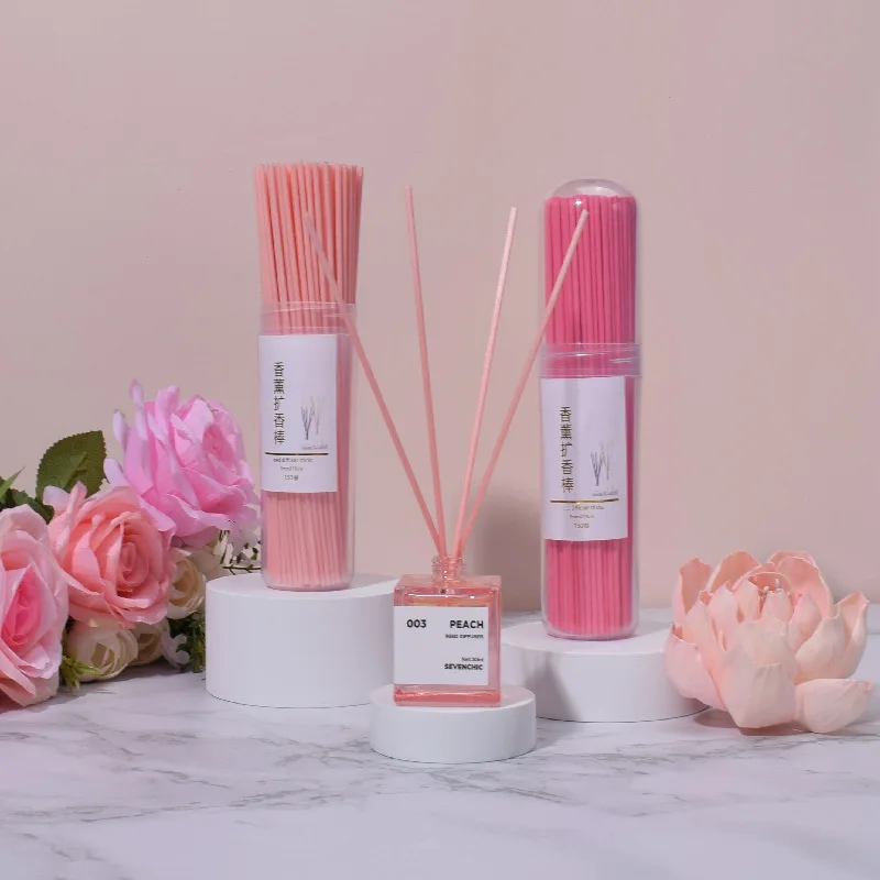 500/1000/1500pcs D3mm L20/25/30cm Pink Fiber Rattan Sticks Fragrance Oil Reed Diffuser Sticks Air Freshener Refill Sticks