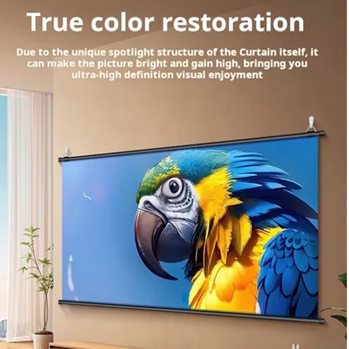 DAHUI 4K Pantalla de proyector antiluz empalmable 16:9 Cortina antiluz 60 pulgadas Hogar Oficina al aire libre Portátil 3d HD Metal Gris