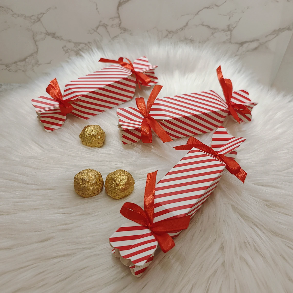 10/50pcs red striped candy box, lipstick box, gift packaging box, party and wedding supplies