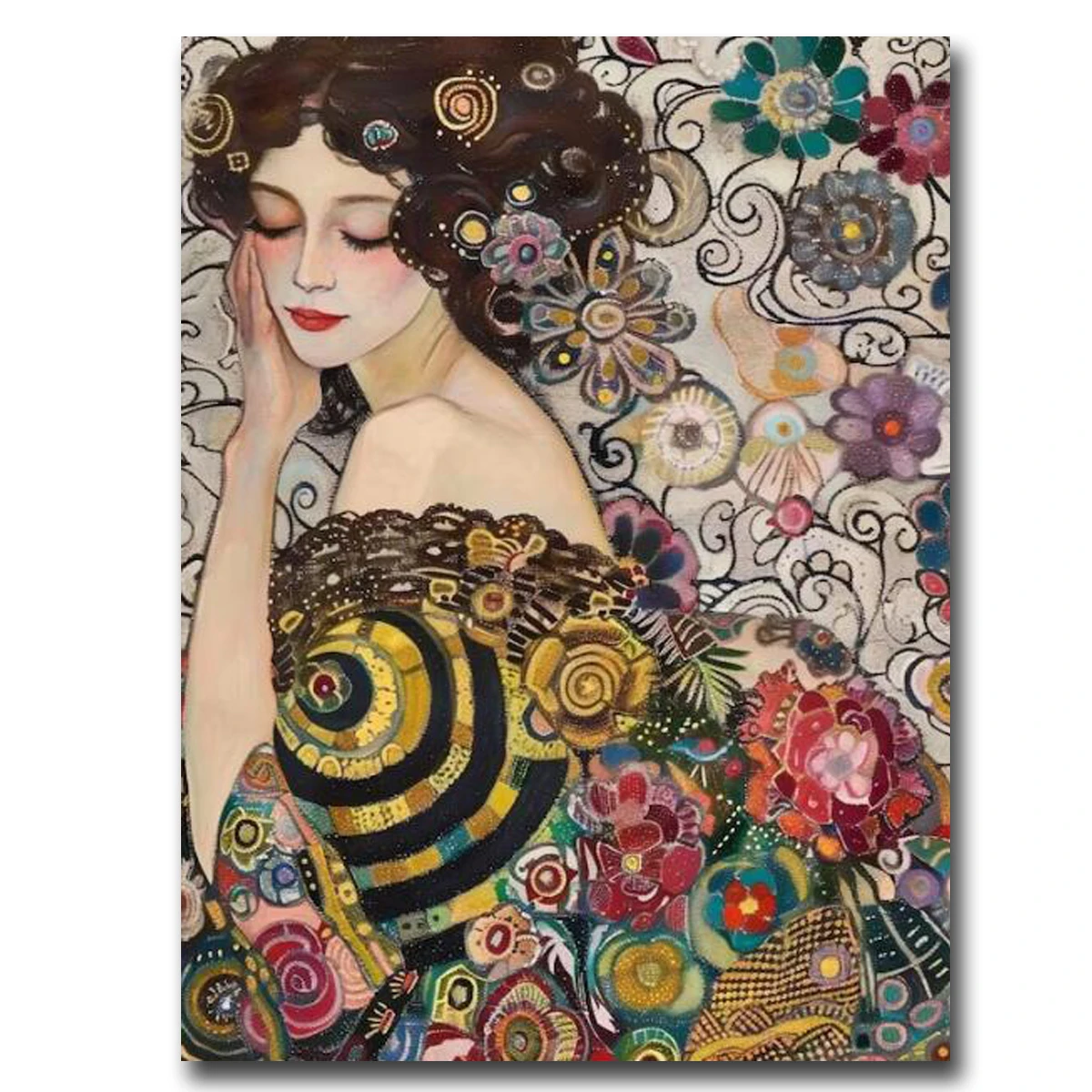 Gustav Klimt Lady 5D obraz diamentowy DIY ścieg krzyżykowy nowy 2024 Vintage portret sztuka ścieg krzyżykowy mozaika haft diamentowy sprzedaż