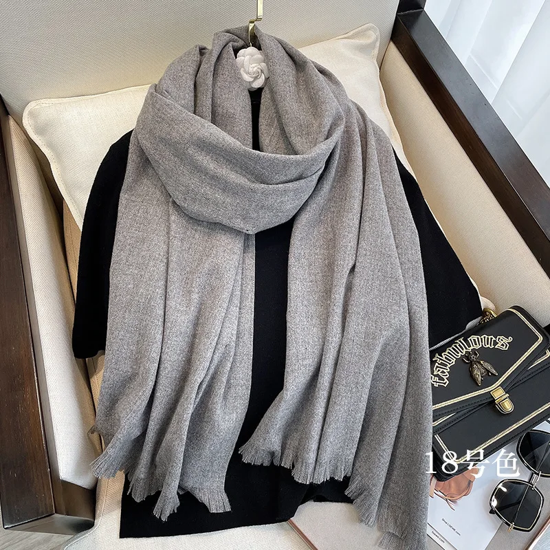 Winter Warm Solid Thick Cashmere Scarf for Women Large 70*200cm Pashmina Shawl Wraps Bufanda Female with Tassel Scarves