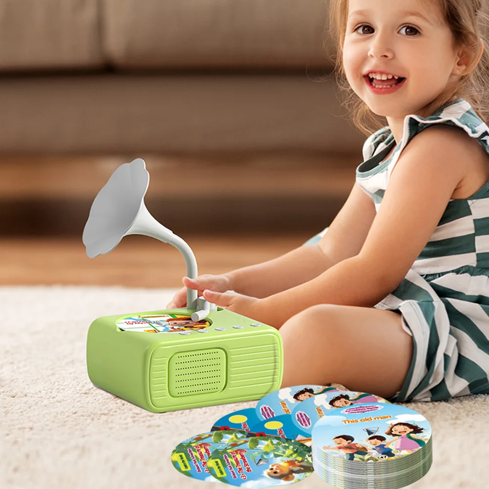 Kinder-Phonograph mit Lautsprechern, Kleinkind-Plattenspieler, Story- und Musik-Player für Jungen und Mädchen ab 3 Jahren