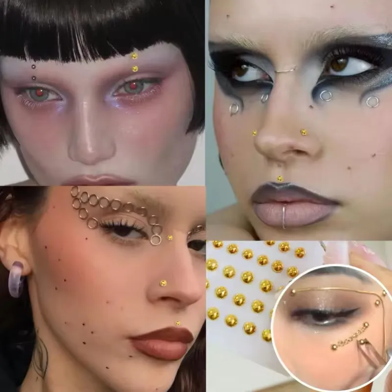 180 pezzi adesivi per anelli al naso finti in metallo chiodi per labbra non penetranti orecchini a bottone per donne uomini confezione gioielli per piercing al labbro sopracciglio finto