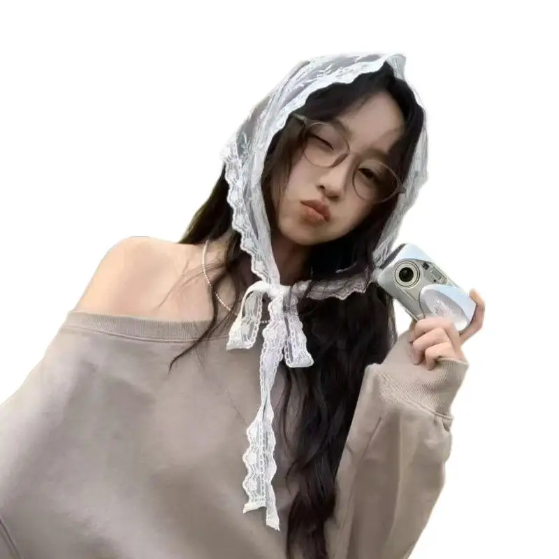 

Юбка-полусолнце Y2K с многослойным кружевом для женщин, тюлевая, с эффектом бандажа, короткая, с цветочным треугольным платком-шарфом, мини-юбка-шарф