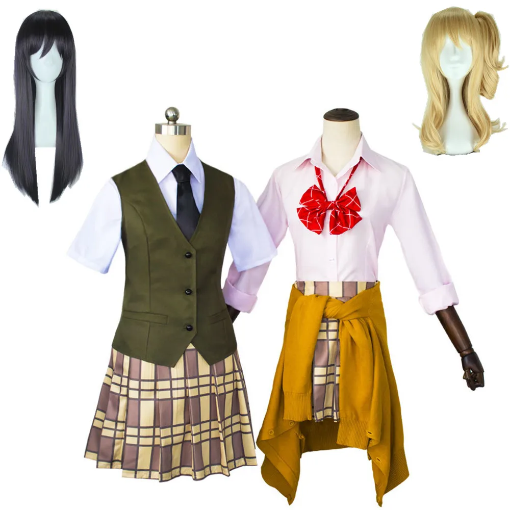 

Anime Cartoon Citrus Aihara Yuzu Mei Cosplay Costume Aldult Woman School JK Uniform Shirt Vest Sweater Skirt Wig Halloween Suit