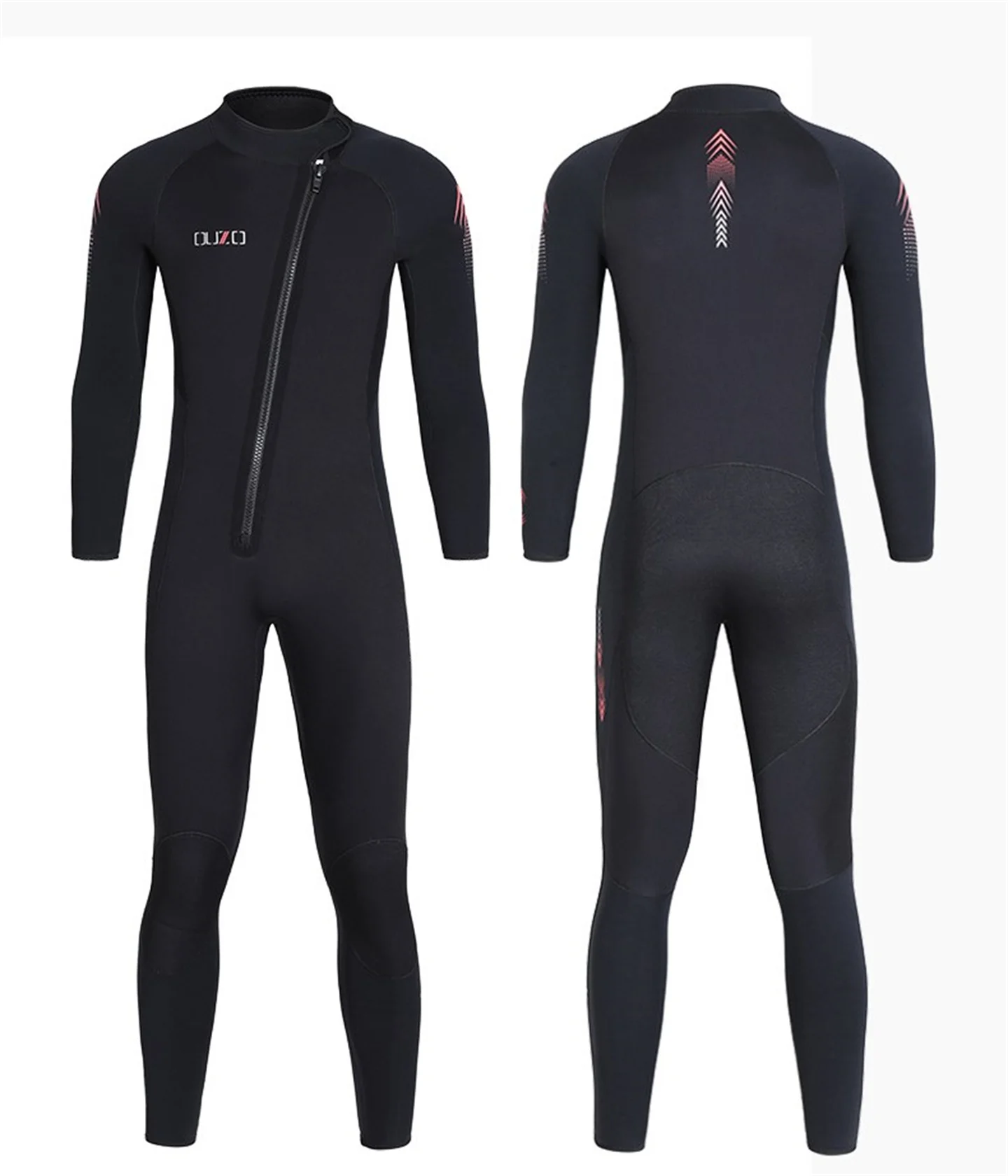 5mm Neoprene Wetsuit Men And Women Front Slant Zipper Scuba Diving One Piece Suit Surfing Snorkeling Winter Thermal Swimsuit