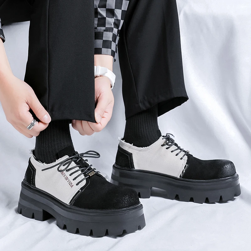Square Toe Japan Korean Streetwear Brand Luxury Fashion Casual Leather Men Business Office Commute Wedding Dress Leather Shoes