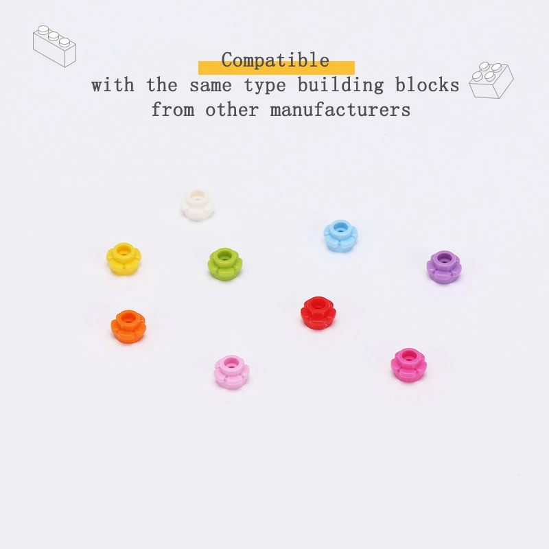 300PCS Moc bricks 24866 Round 1x1 with flower edge Compatible Building Blocks 5 petals flower parts DIY Assembles Creative Toy