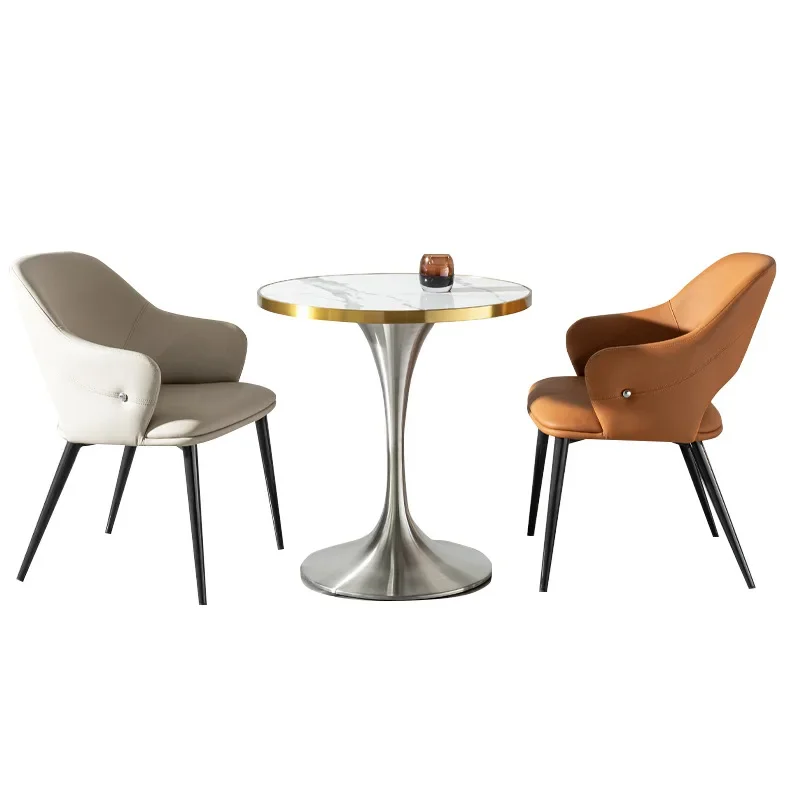 Light luxury rock slab small round table Sales department Business hotel reception and negotiation Table and chair combination