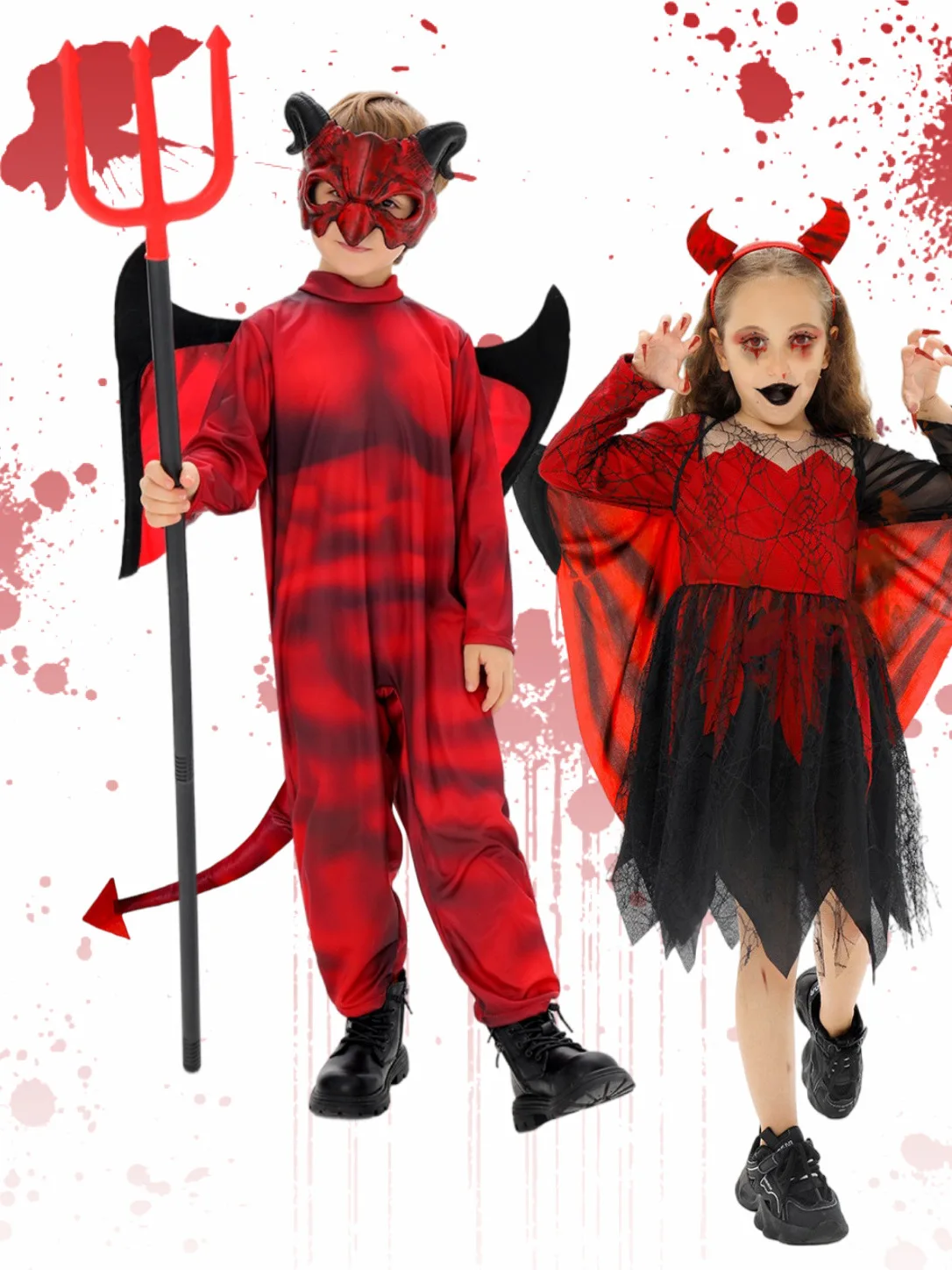 

New Arrival Children's Performance Costume Witch Hat Folded loween Outfit Spider Web Bat Robe Cross-Border Bestseller