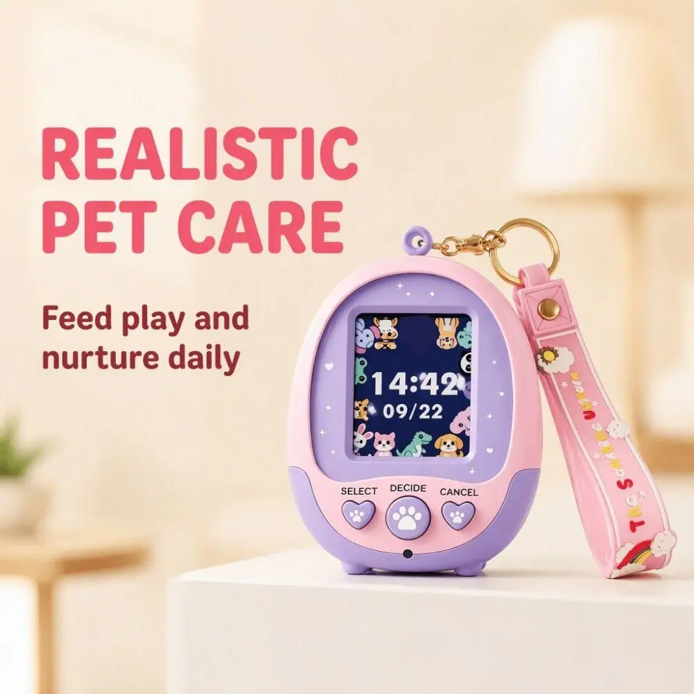 Color Screen Virtual Pet Keychain Portable LCD Screen Electronic Pet Machine Educational Electronic Mini Electronic Pet Kids