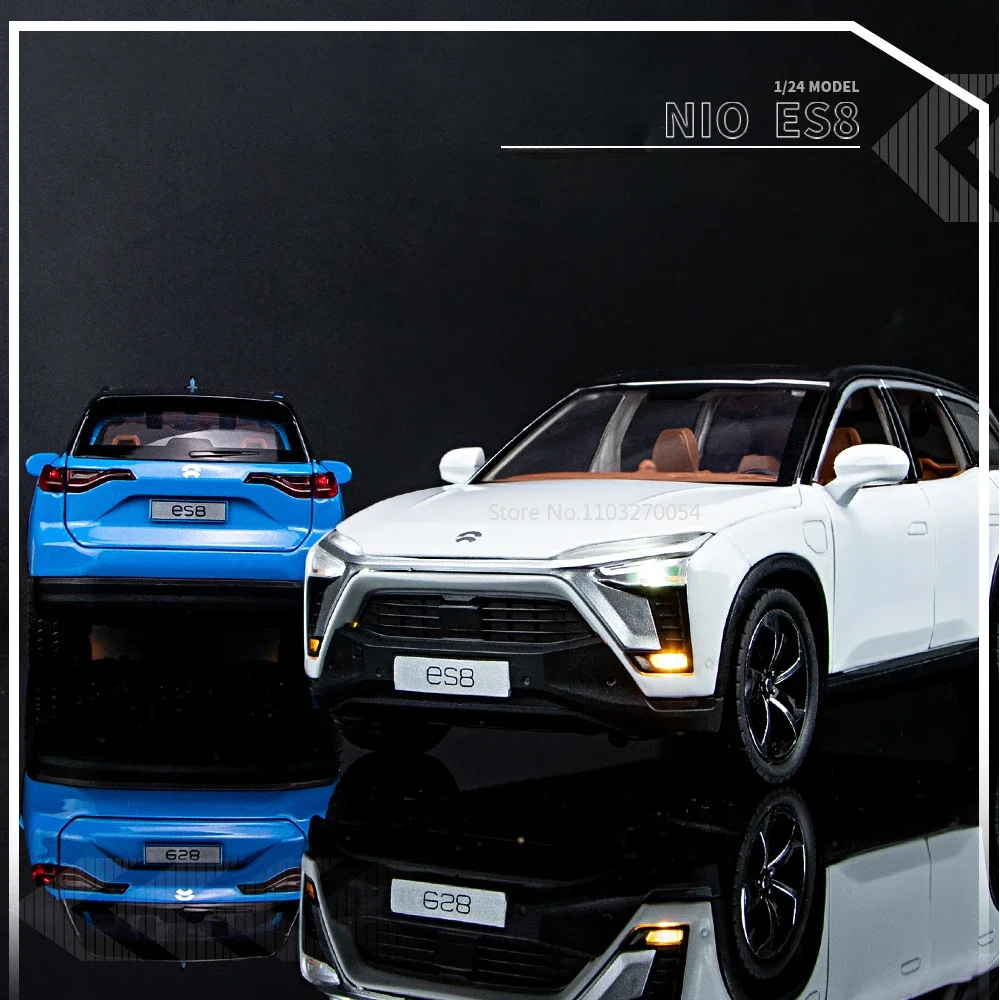 1:24 NIO ES8 L9 合金ミニチュアおもちゃの車モデルダイキャストサウンドライトプルバックドアオープン新エネルギー車両コレクション子供のおもちゃ