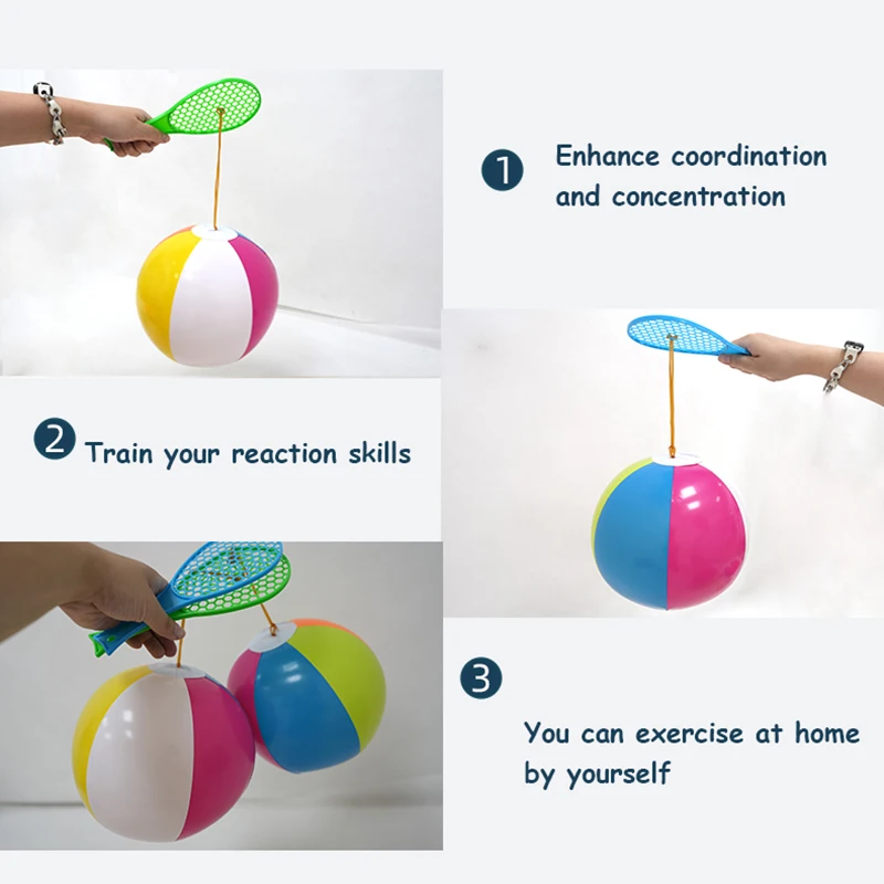 ชุดของเล่นลูกบอลเด้งเด้งสำหรับเด็ก ลูกโป่งเป่าลมหลากสีสัน ฝึกปฏิกิริยาตอบสนอง ของเล่นกีฬากลางแจ้งแบบอินเทอร์แอคทีฟ สนุกสนาน บรรเทาความเครียด ของขวัญ