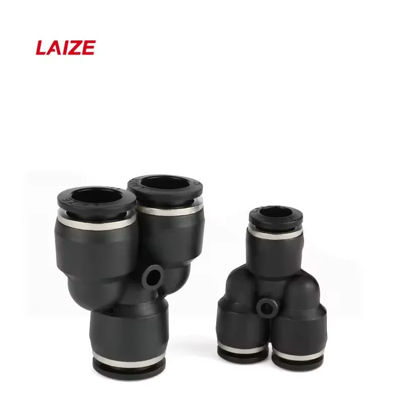 Air Pipe Hose Fitting Pneumatic Fitting Black PY Three-Way Quick Connector