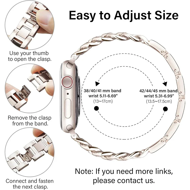 New Strap for Apple Watch Series Ultra1/2 9 8 7 6 5 4 Bracelet 40 49 44 45 41MM Metal Chain Stainless Steel IWatch Watchstrap