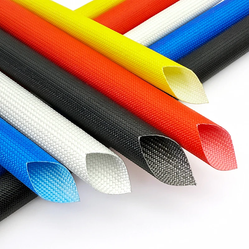ID 1~20mm 200 Deg.C Fiberglass Tube Silicone Resin Braided Wire Sleeve Flame Resistant Fiber Glass Insulate Cable Pipe Protect