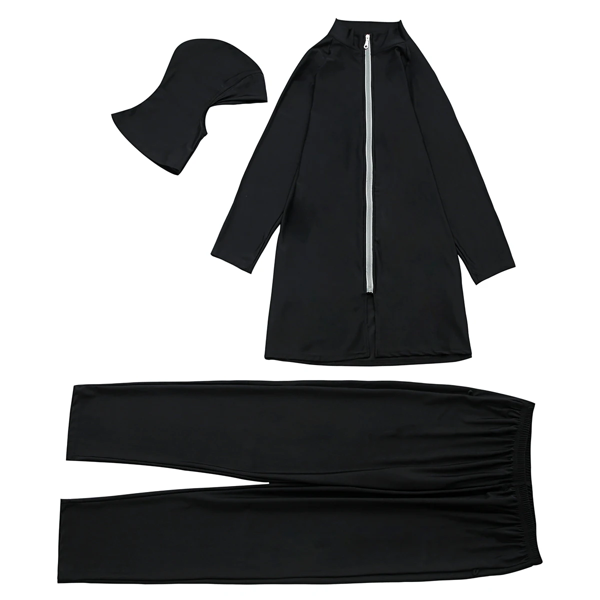 H1013 Muslim Women Fullcoverage  Long Sleeves Cover Up Burkinis Three Pieces Traditional Plus Size Pure Color Swimwear Suits