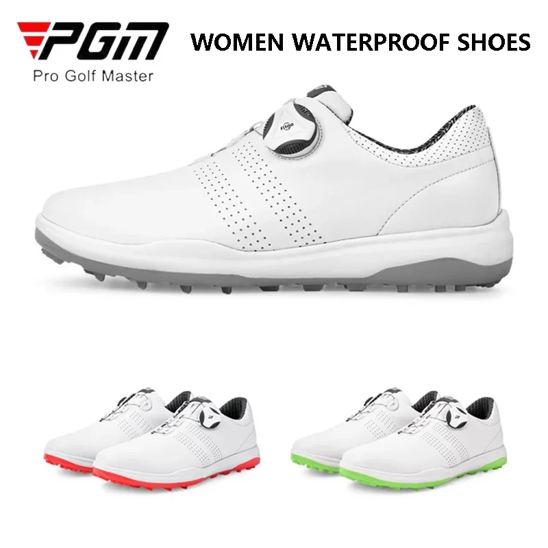 PGM Women Waterproof Anti Slip Golf Shoes Ladies Breathable Rotating Buckle Sneakers Women Soft Casual Trainers Athletic Shoes