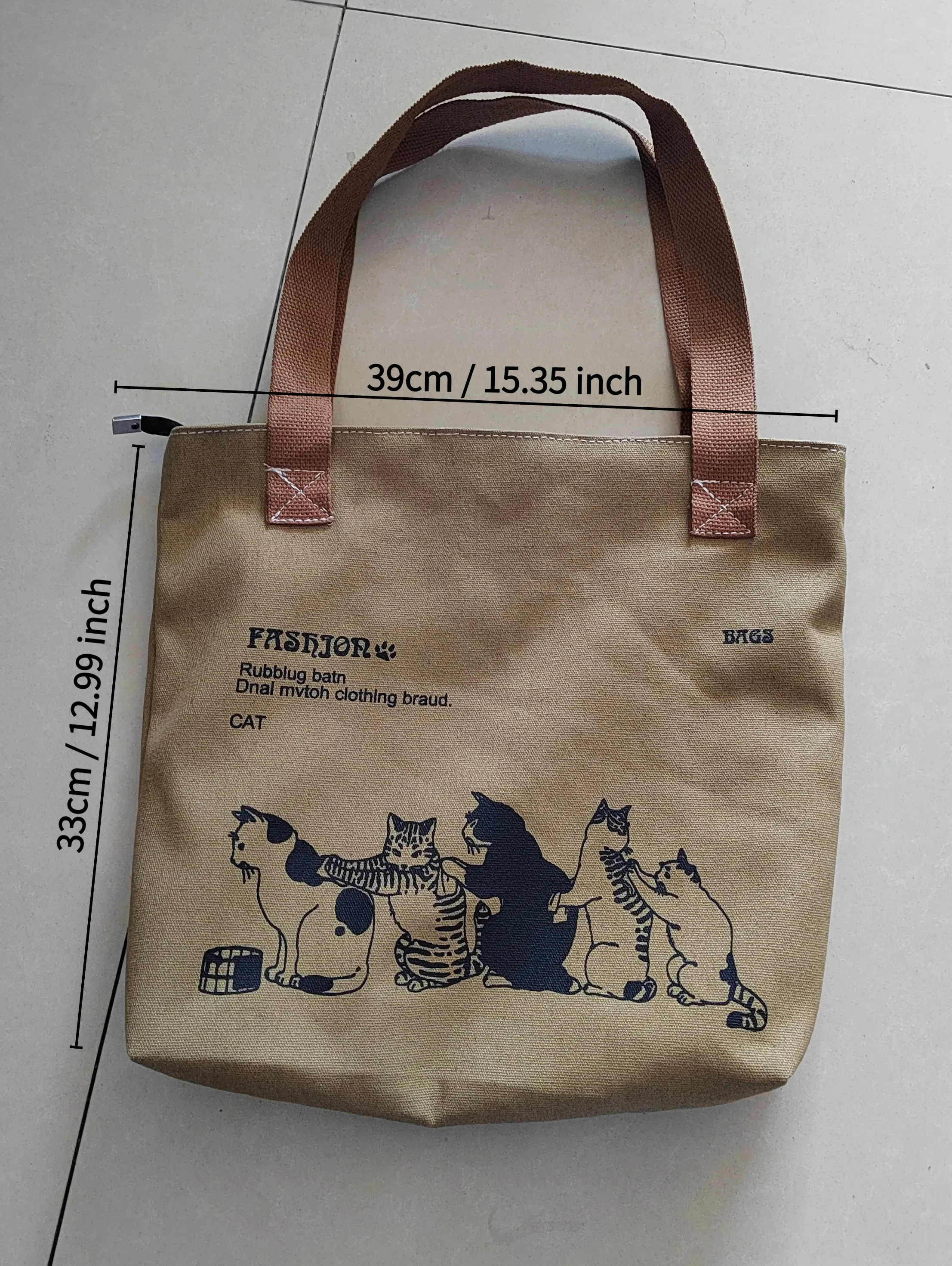 Niedliche Damen-Canvas-Umhängetasche, geräumige Handtasche mit Reißverschluss für Arbeit, Büro, tägliche Einkäufe und Geschenke – Detail 2