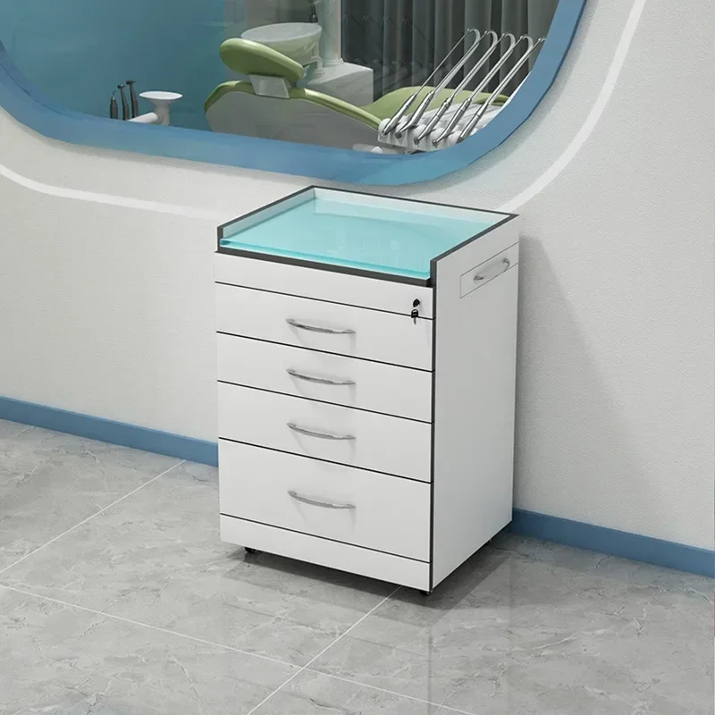Wooden four-pump mobile cabinet mouth sweep mobile cabinet with side-pull table