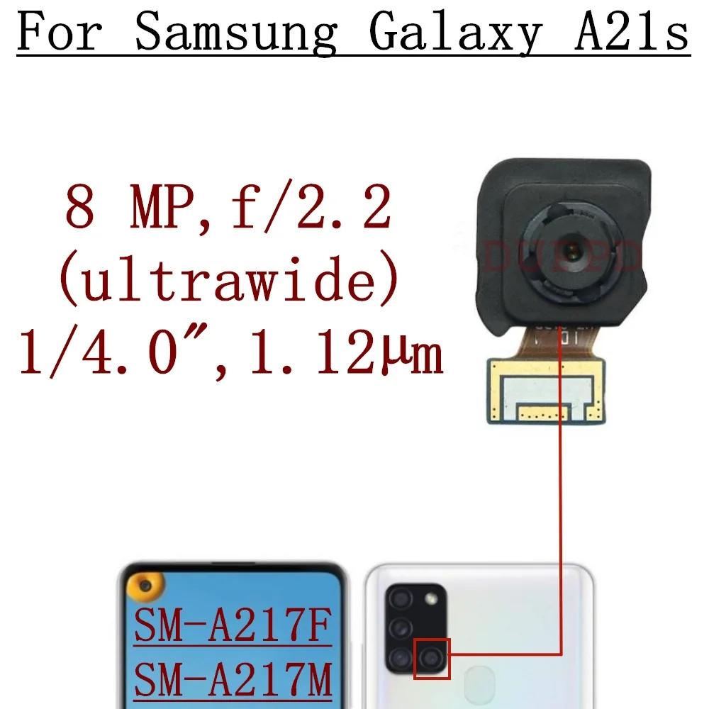 Rear Front Camera For Samsung Galaxy A21s SM-A217F SM-A217M Backside Back Facing Wide Camera Module Replacement Parts