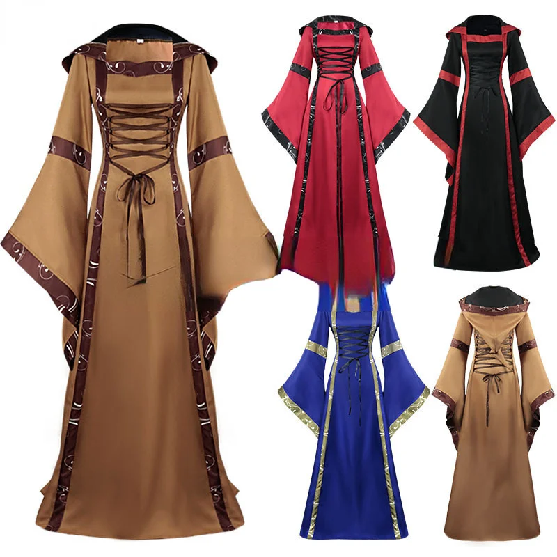 Feminino medieval renascentista vestidos princesa merida cosplay trajes de halloween europeu gótico vintage tribunal rainha vestidos