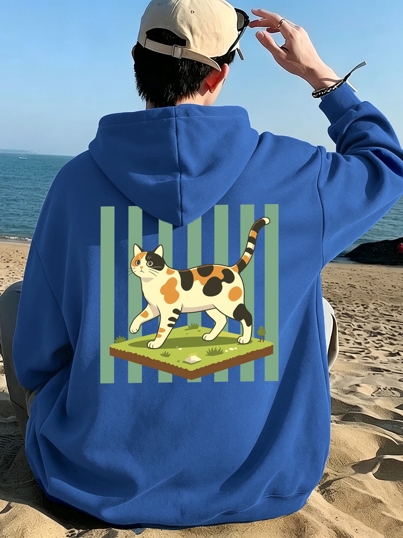 Calico-Katzen-Cartoon-Drucke Herren Koreanische Hoodies All-Match Mode Kapuzenpullover Lässige Lose Hoodies Bequeme Basic-Kleidung – Detail 9