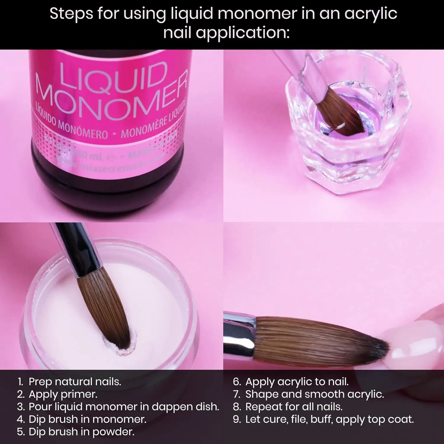 Kit completo de unhas acrílicas para iniciantes - conjunto multifuncional com monômero líquido e pós