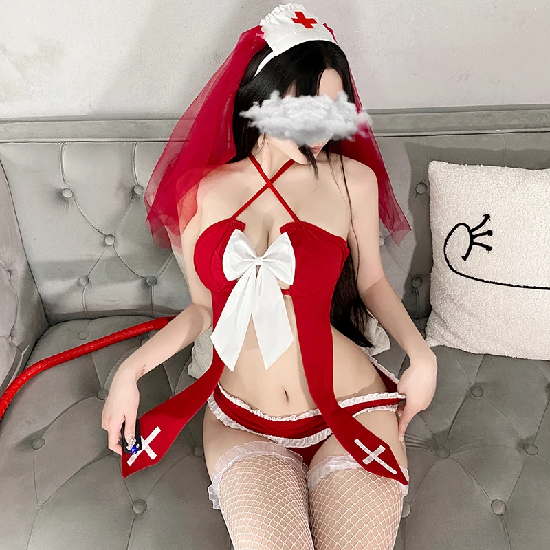 Sexy Lingerie Cosplay Nun Costume Cute Erotic Bride Uniform Temptation Anime Headwear Roleplay Women Nurse Outfit Adults Sex Set