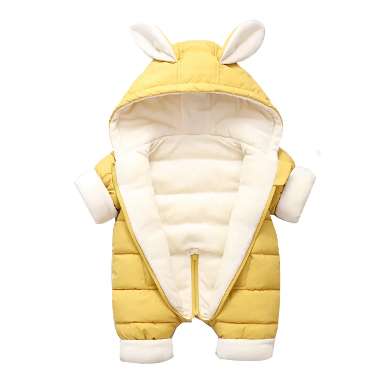 OLEKID 2025 Winter Baby Romper Plus Velvet Warm Baby Girl Snowsuit Cartoon Rabbit Baby Boys Jumpsuit Toddler Girl Overalls