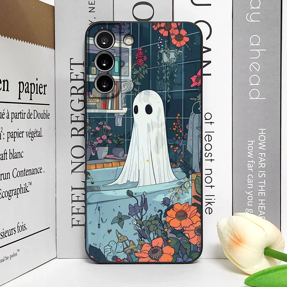 Leuke Ghost Telefoon Case voor Samsung Galaxy S24 S23 S22 S21 S20 Ultra S10 S9 S8 Plus FE 5G Soft cover Grappige Halloween Geschenken Fundas