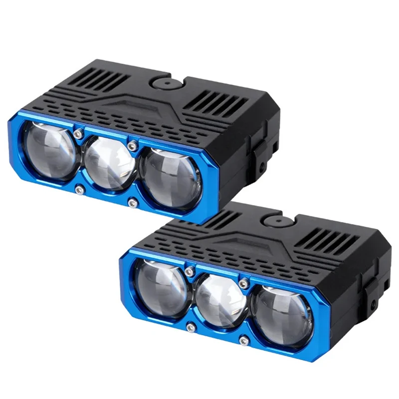 LED Work Light Triple Lens Spotlight Solenoid Beam Switching LED Headlight Universal Car Motorcycle Grille Light Car Accessories