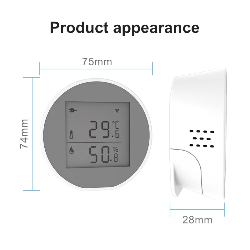 Tuya WIFI Temperature Humidity Sensor Indoor Hygrometer Thermometer Detector Smart Life App Support Alexa Google Home