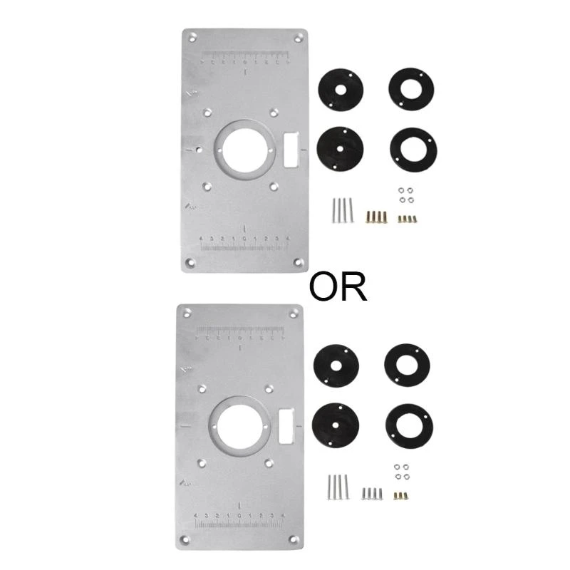 E06B Aluminum Router Table Insert Plate for w/ 4 Rings Screws For Woodworking Benches