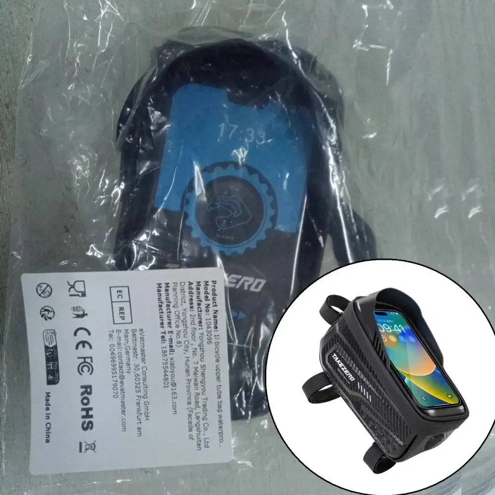 

1L Bicycle Upper Tube Bag Waterproof Front Top Frame Tube Bag 6.8 Inch Touch Screen Riding Equipment