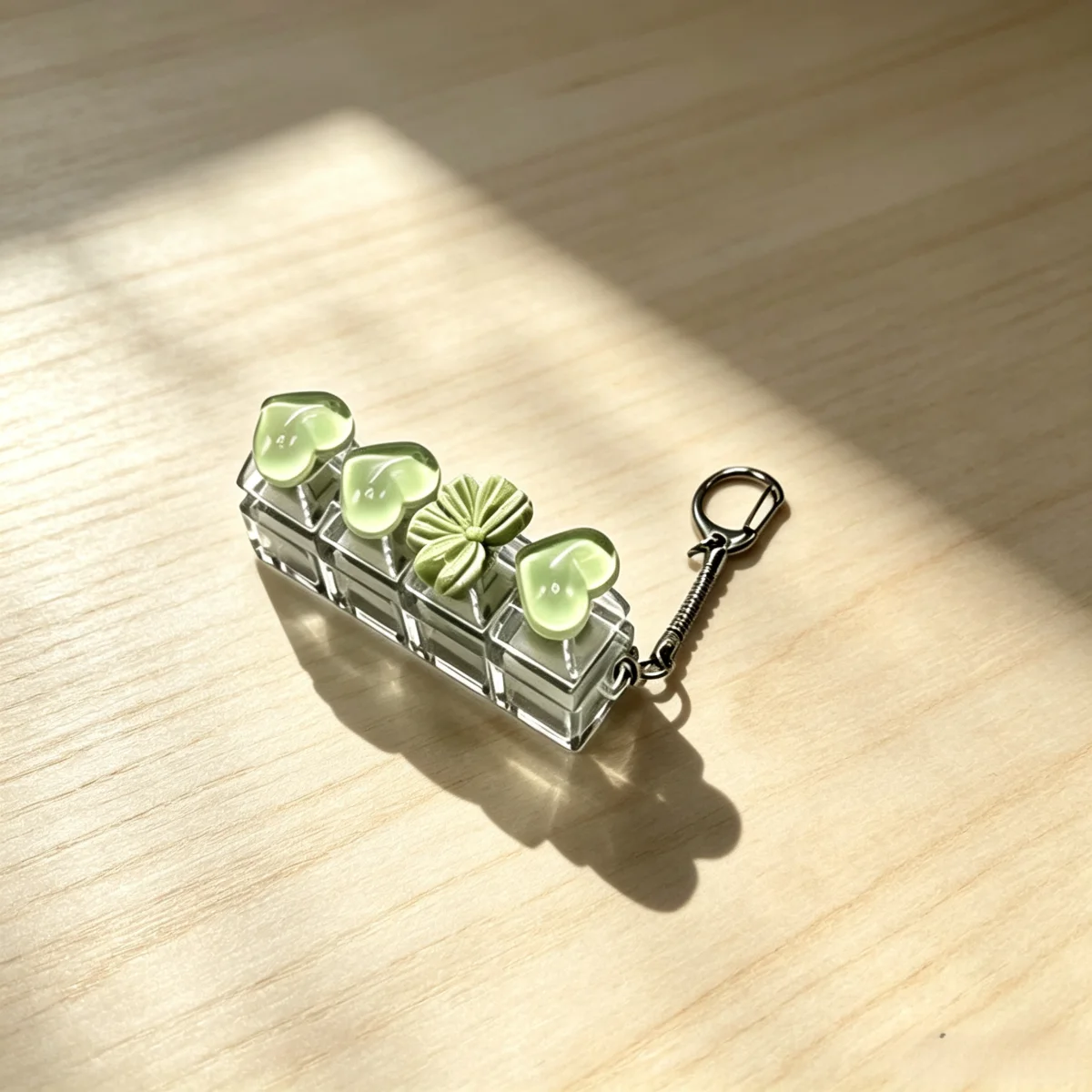 Stressabbau-Herz-Tastatur-Fidget-Schlüsselanhänger, transparenter Kristallharz-Druckknopf-Schlüsselring, Dekompressions-Anhänger, Taschenanhänger, Geschenk – Detail 6