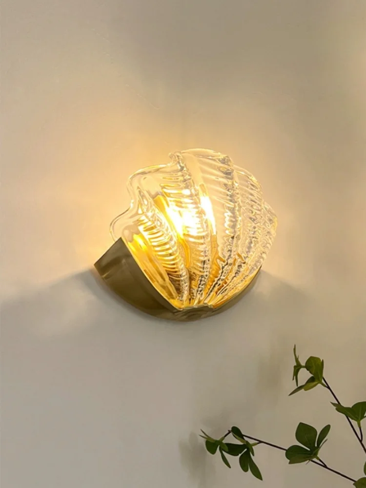 Lâmpada de parede de fundo de concha francesa lâmpada de corredor de sala de estar, lâmpada de parede de hotel de quarto