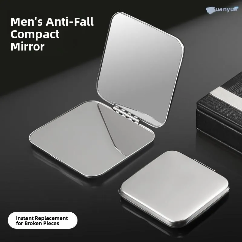 

Portable Double-Sided Stainless Steel Mirror for Men Student Dormitory Anti-Fall Compact Personal Makeup Mirror