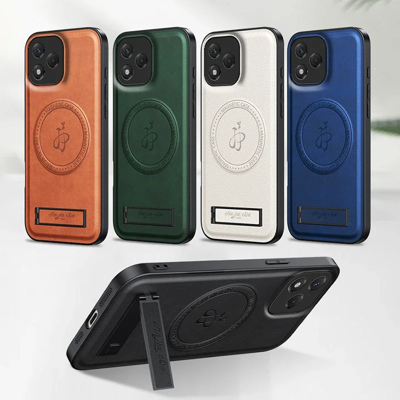 Leather Magnetic Holder Wireless Charging Phone Case for Honor 200 400 Lite Pro X9 A B C X60PRO Protect Full Camera Fundas Cover