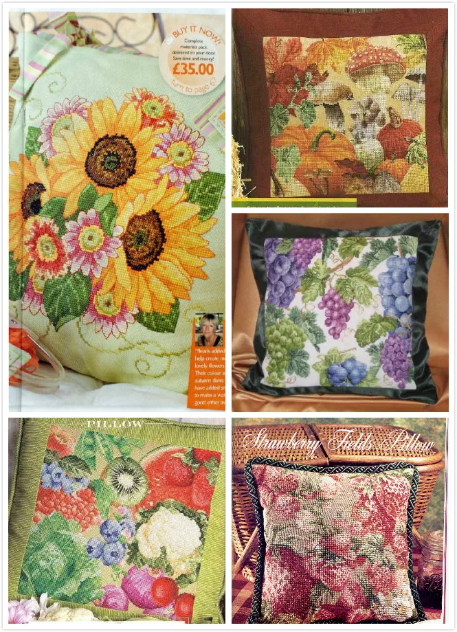 

Cross Stitch Kits for Embroidery, Needlework Sets, Flowers and Fruits and Vegetables, 16CT, 14