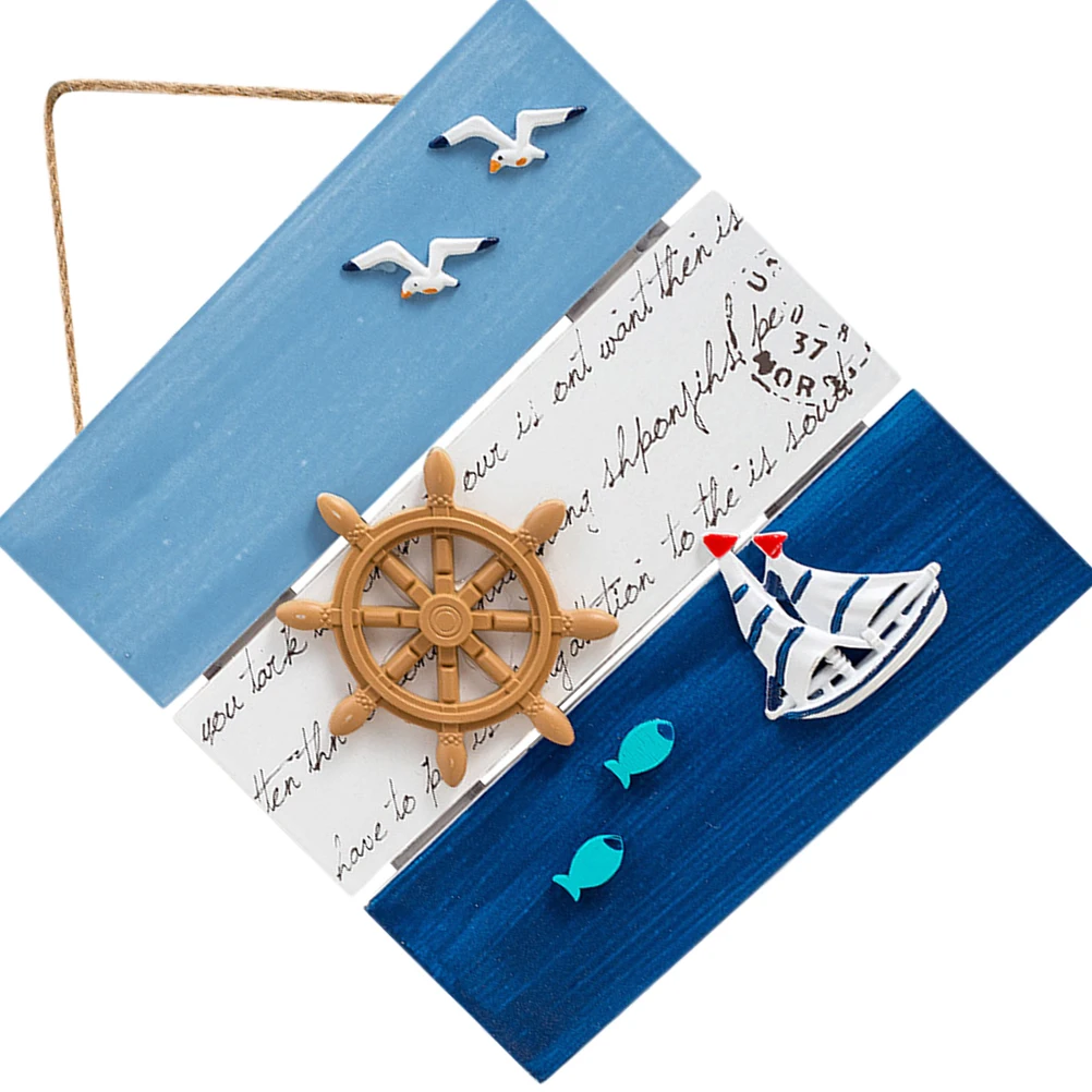 

Wooden Marine Sign Nautical Style Hanging Lighthouse Mediterranean Door Density Board Wall Plaque Decor Home Beach House Cafe
